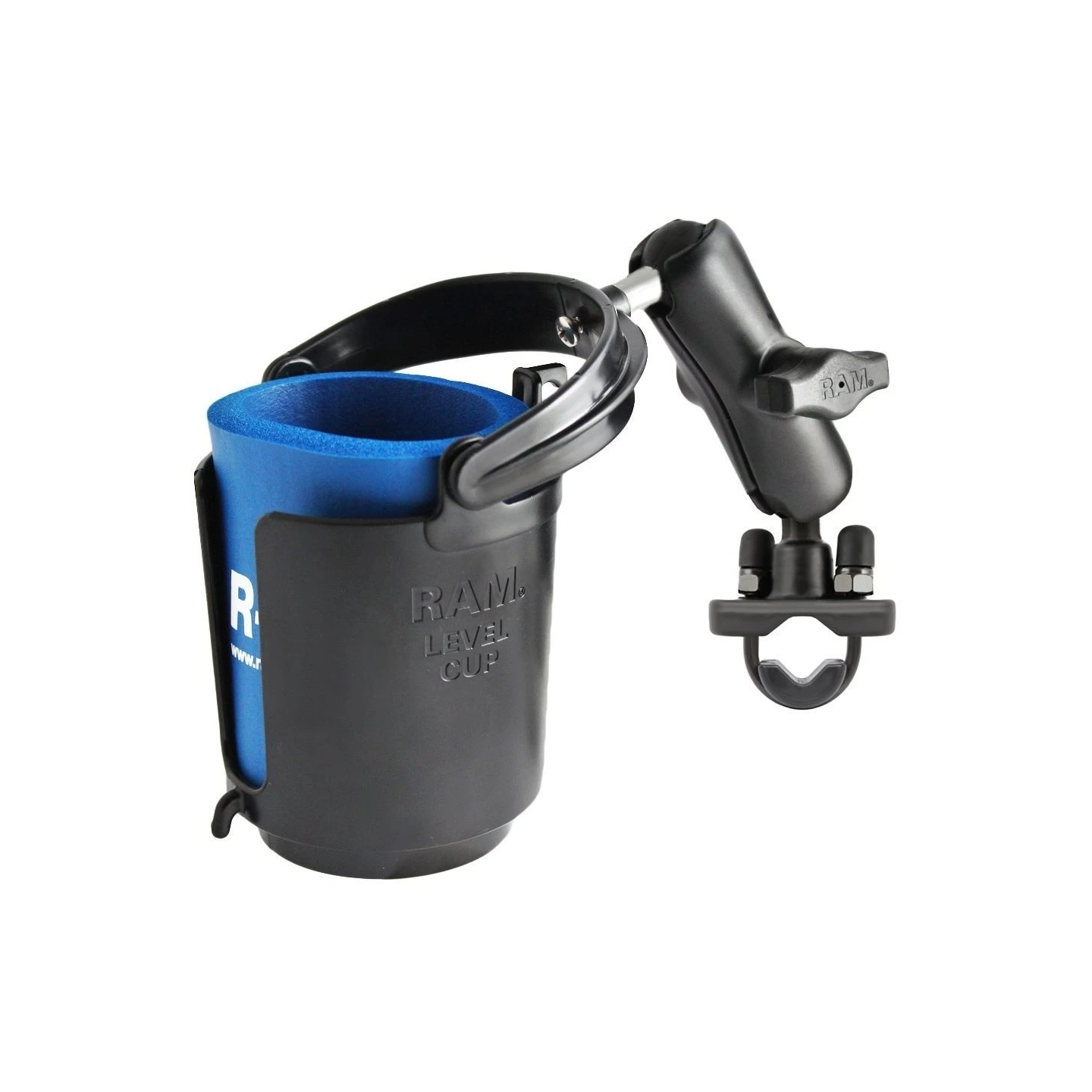 Tube holder with cup holder - with clamp, (1 inch)
