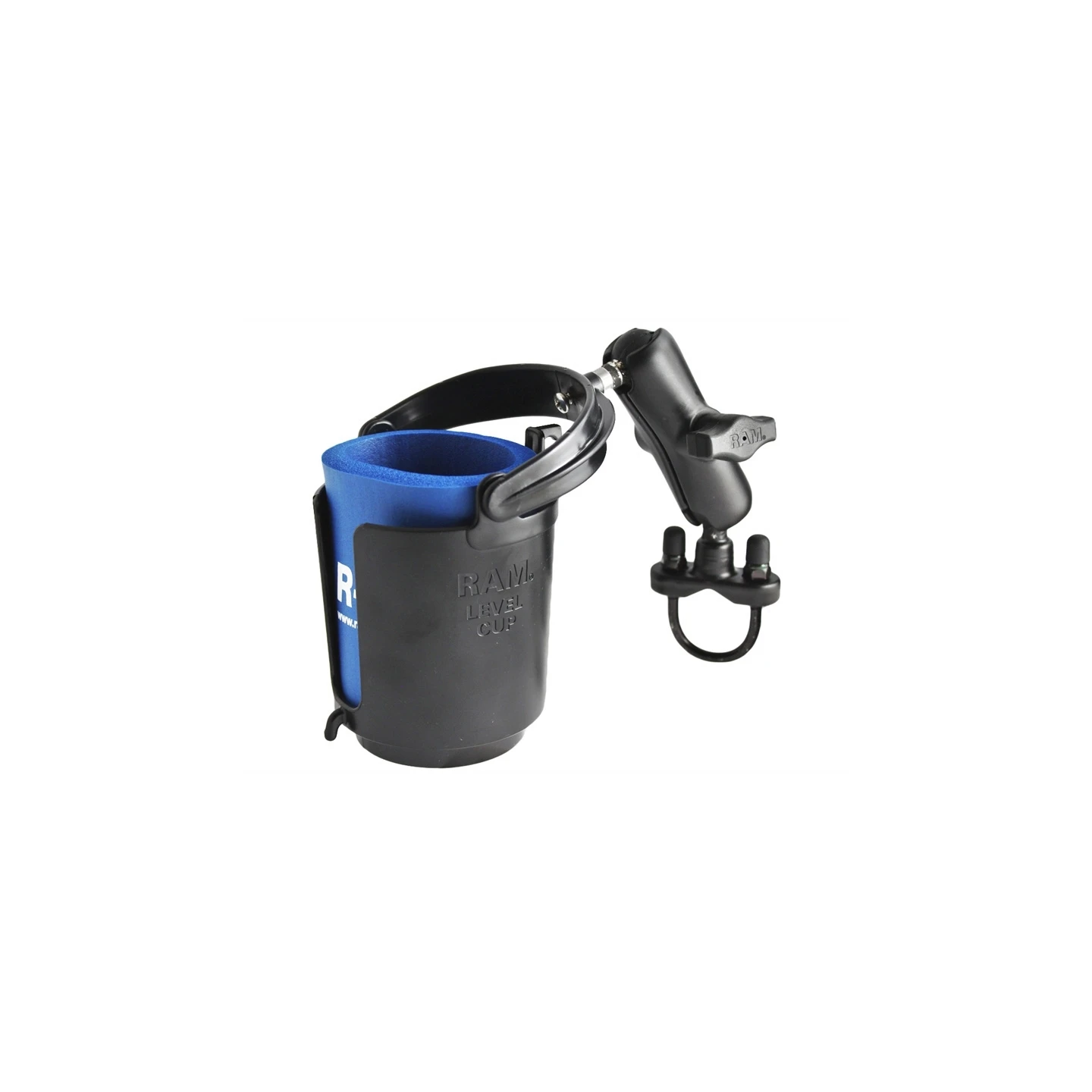 Tube holder with cup holder - with clamp, (1 inch)