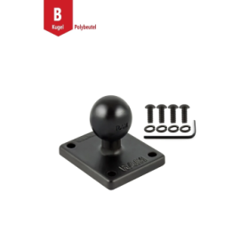 Rectangular base plate (2 x 1.7 inch) TomTom Bridge/Rider 2/Urban Rider - (1 inch), AMPS hole pattern, screw set