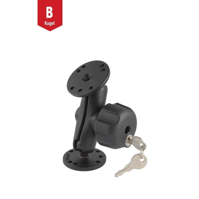 Set mit Sicherungsschloss -  (1 Zoll), 2x runde Basisplatte (AMPS), mittlerer Verbindungsarm