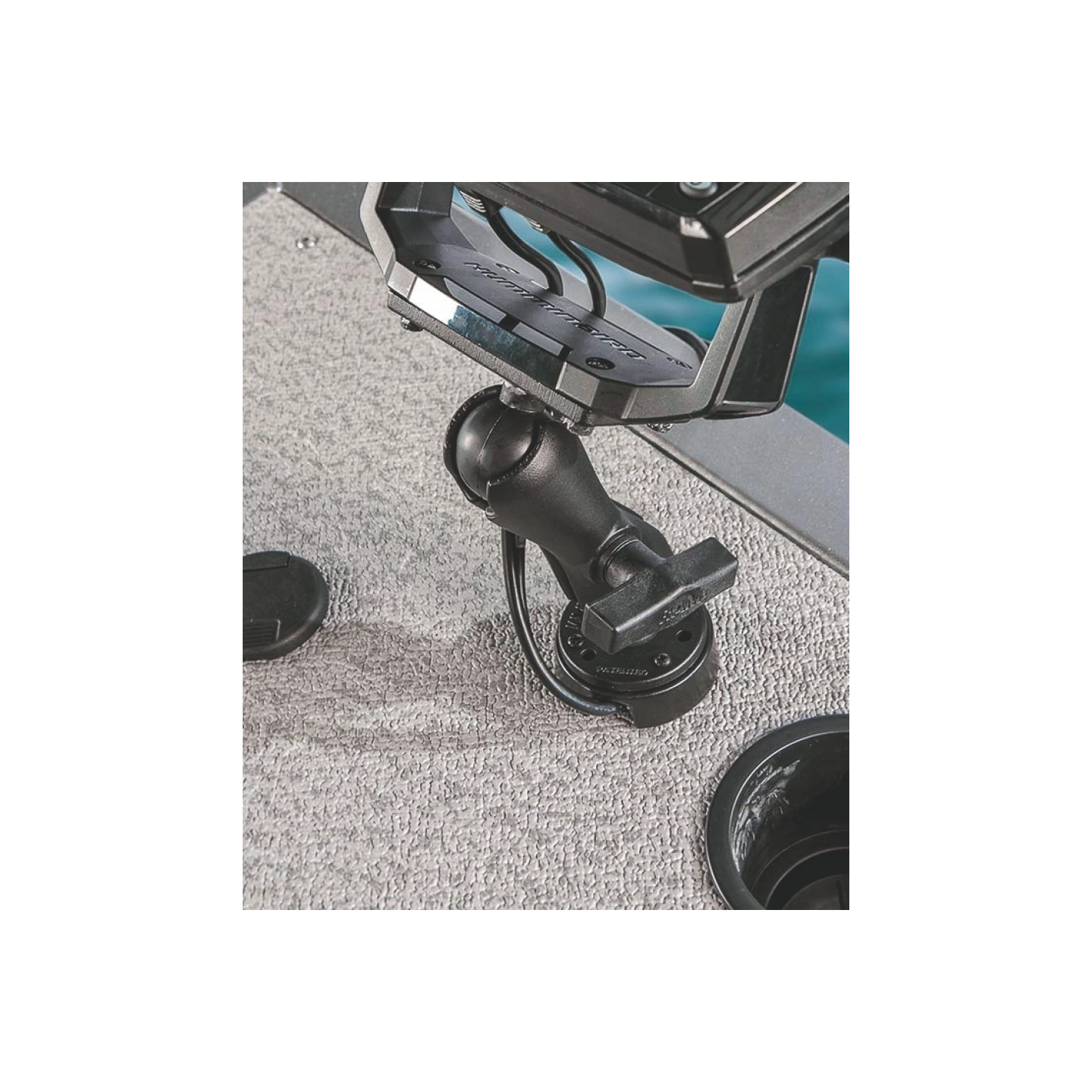 Marine Universal Aufbau-Halterung -  (1,5 Zoll), mit runder Basisplatte (AMPS), Universal-Adapterplatte, Kabel-Manager