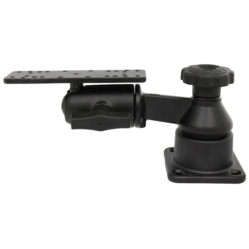 Swivelling arm for marine GPS - horizontal base, octagon connecting arm, rectangular universal plate (approx. 158 x 50 mm)