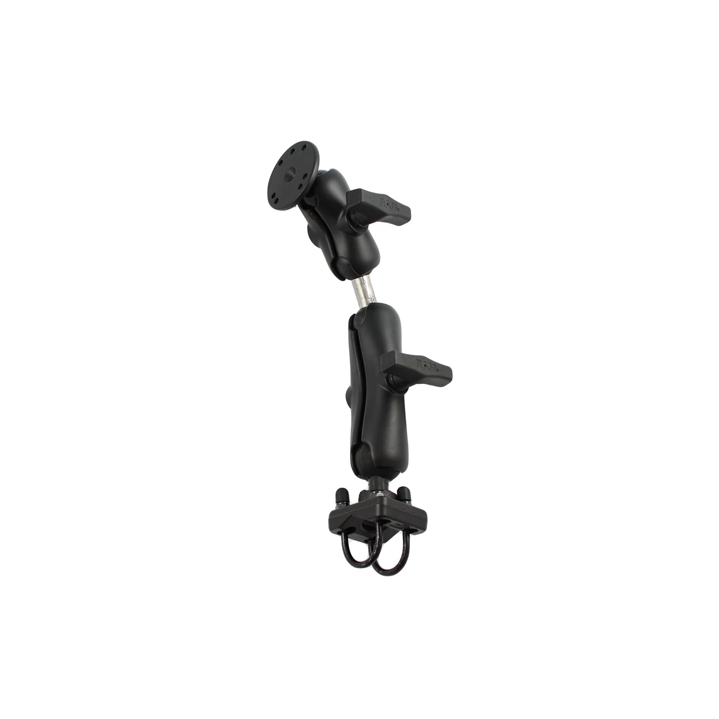 Set für Lenker/Rohre - Doppel-Klemmschelle, mittlerer Verbindungsarm, Doppelkugel-Adapter, kurzer Verbindungsarm
