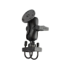 Set for handlebars/tubes - (1.5 inch), double tube clamp (25.4-31.75 mm), short connecting arm, round base plate (AMPS)