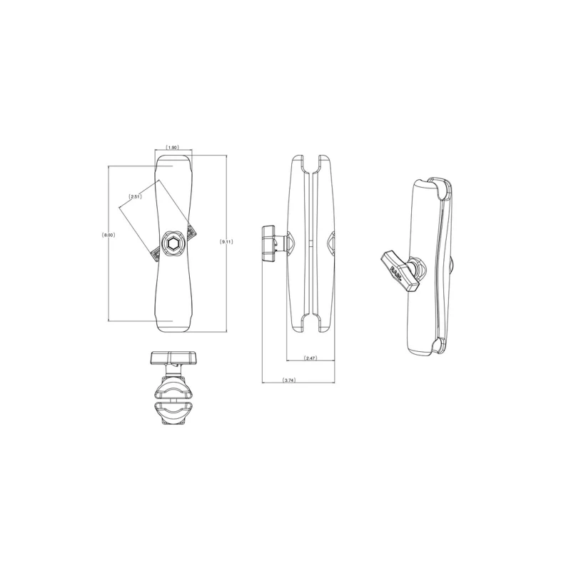 Verbindungsarm lang -  (1,5 Zoll), ca. 230 mm