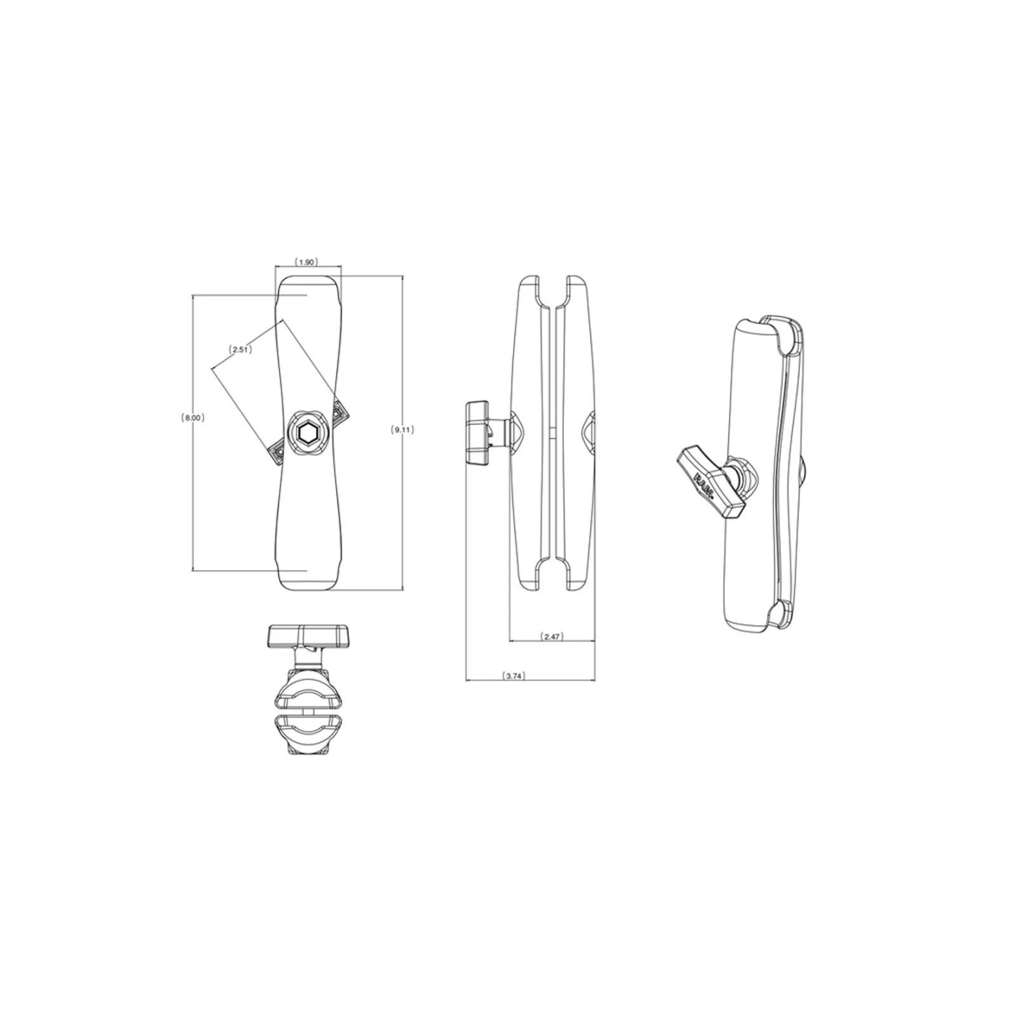 Verbindungsarm lang -  (1,5 Zoll), ca. 230 mm