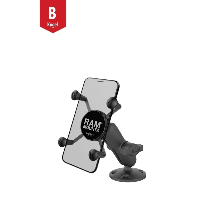 Verbundstoff Aufbau-Halterung mit X-Grip Halteklammer für Smartphones bis 82,6 mm Breite -  (1 Zoll)