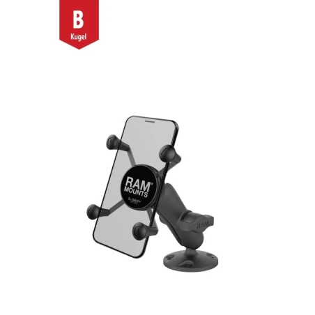 Verbundstoff Aufbau-Halterung mit X-Grip Halteklammer für Smartphones bis 82,6 mm Breite -  (1 Zoll)