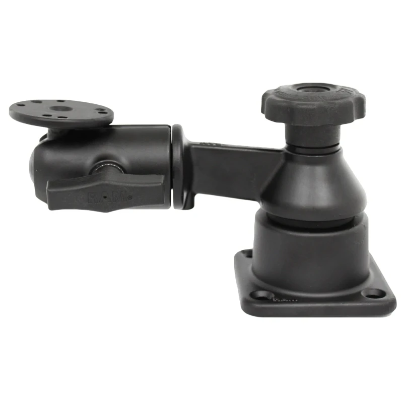 Swivel arm with AMPS connection - horizontal base, Octagon connecting arm, round base plate