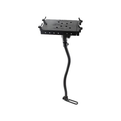 Pod I Sitzschienen-Halterung mit Tough Tray II Laptop-/Drucker-Halteschale - flexibler Stab (ca. 450 mm), runde Basisplatte