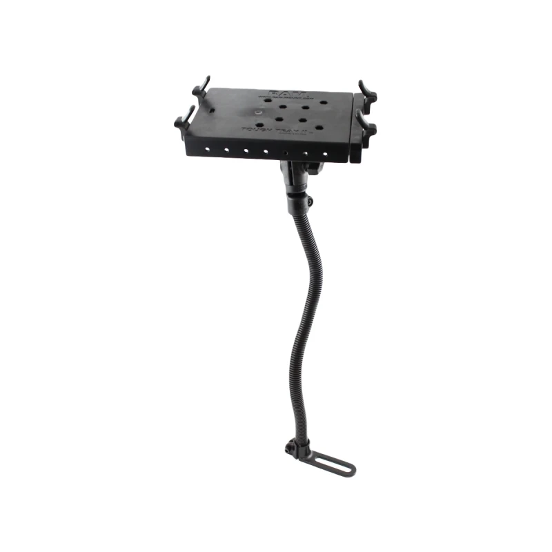 Pod I Sitzschienen-Halterung mit Tough Tray II Laptop-/Drucker-Halteschale - flexibler Stab (ca. 450 mm), runde Basisplatte