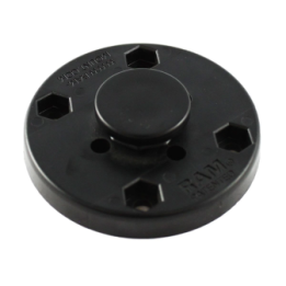 runde Verbundstoff-Basis mit mittigem Octagon-Sockel - AMPS-Lochraster, ca. 64 mm Durchmesser