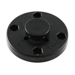 runde Verbundstoff-Basis mit mittigem Octagon-Sockel - AMPS-Lochraster, ca. 64 mm Durchmesser
