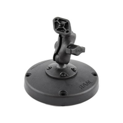 Universal Desktop-Standhalterung - mit Standfuss, runde Basisplatte, kurzer Verbindungsarm, Diamond-Anbindung (Trapez)