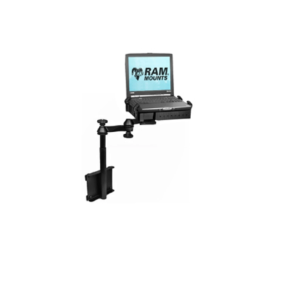 Universal Laptop-Halterung für Fahrzeuge - vertikale Fahrzeug-Basis, Doppel-Schwenkarm, Tough-Tray Halteschale
