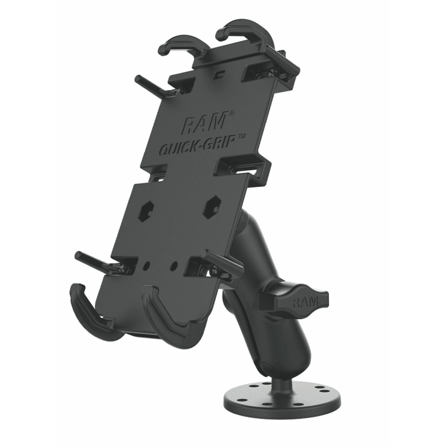 Universal Aufbau-Halterung -  (1 Zoll), runde Basisplatte (AMPS), mittlerer Verbindungsarm, Universal Quick-Grip XL