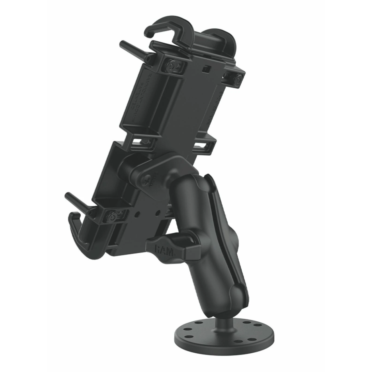 Universal Aufbau-Halterung -  (1 Zoll), runde Basisplatte (AMPS), mittlerer Verbindungsarm, Universal Quick-Grip XL
