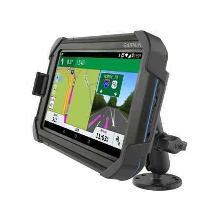 Fahrzeug Aufbau-Halterung Garmin Fleet 770, 780 &790 -  (1 Zoll), runde Basisplatte (AMPS), mittlerer Verbindungsarm