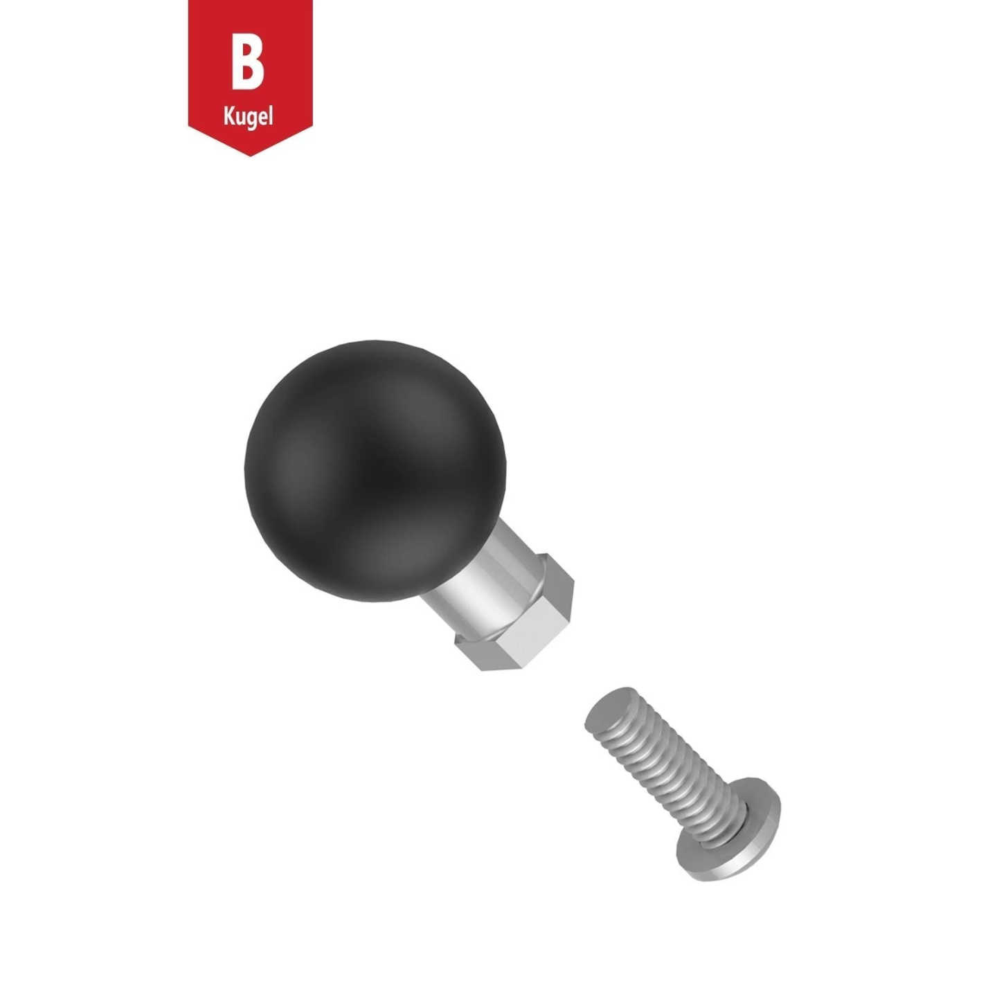 Kugel mit 1/4"-20 Innengewinde für große Torque Rohrschellen -  (1 Zoll), für Rohe mit 38,1 - 50,8 mm Durchmesser