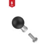 Ball with 1/4"-20 internal thread for large torque pipe clamps - (1 inch), for pipes with a diameter of 38.1 - 50.8 mm