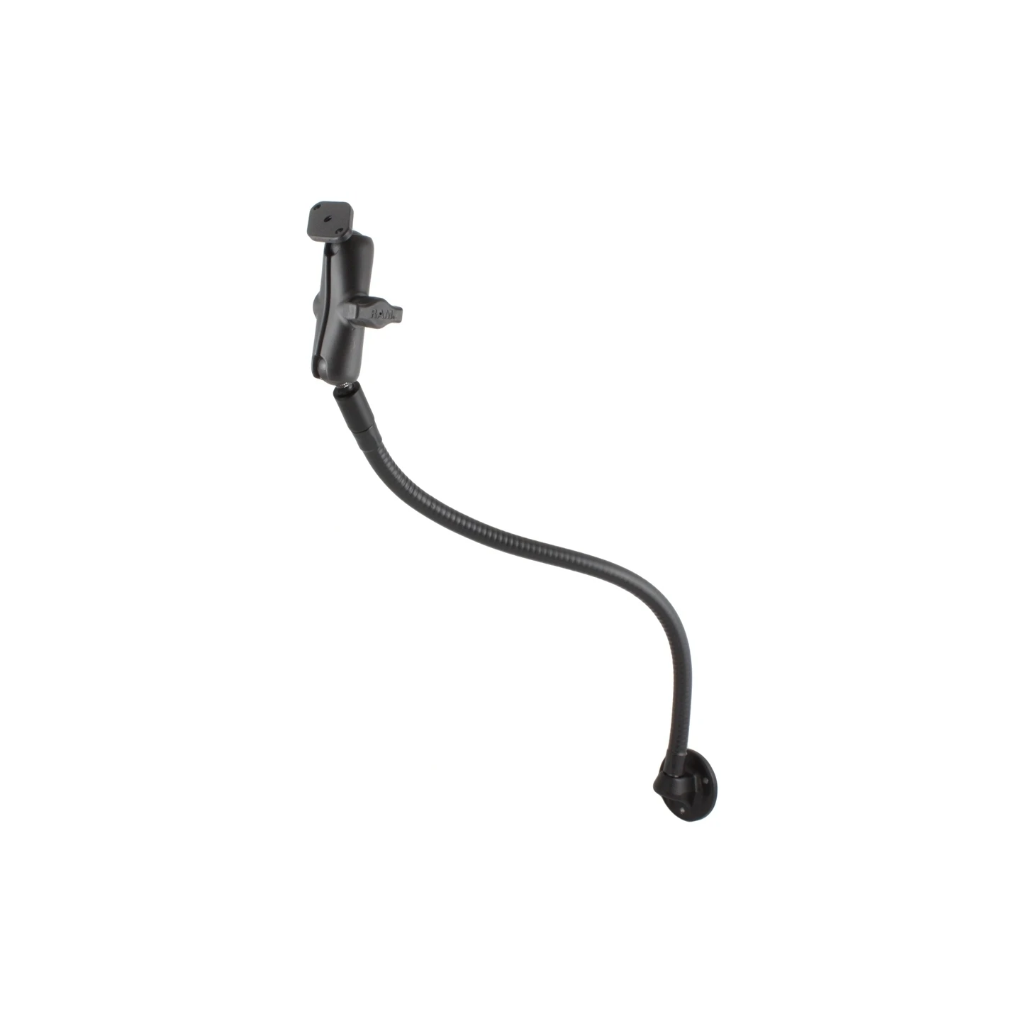 Universal Flex-Halterung mit Diamond-Anbindung (Trapez) - Sockel mit waagerechter Anbindung, flexibler Arm (ca. 450 mm)