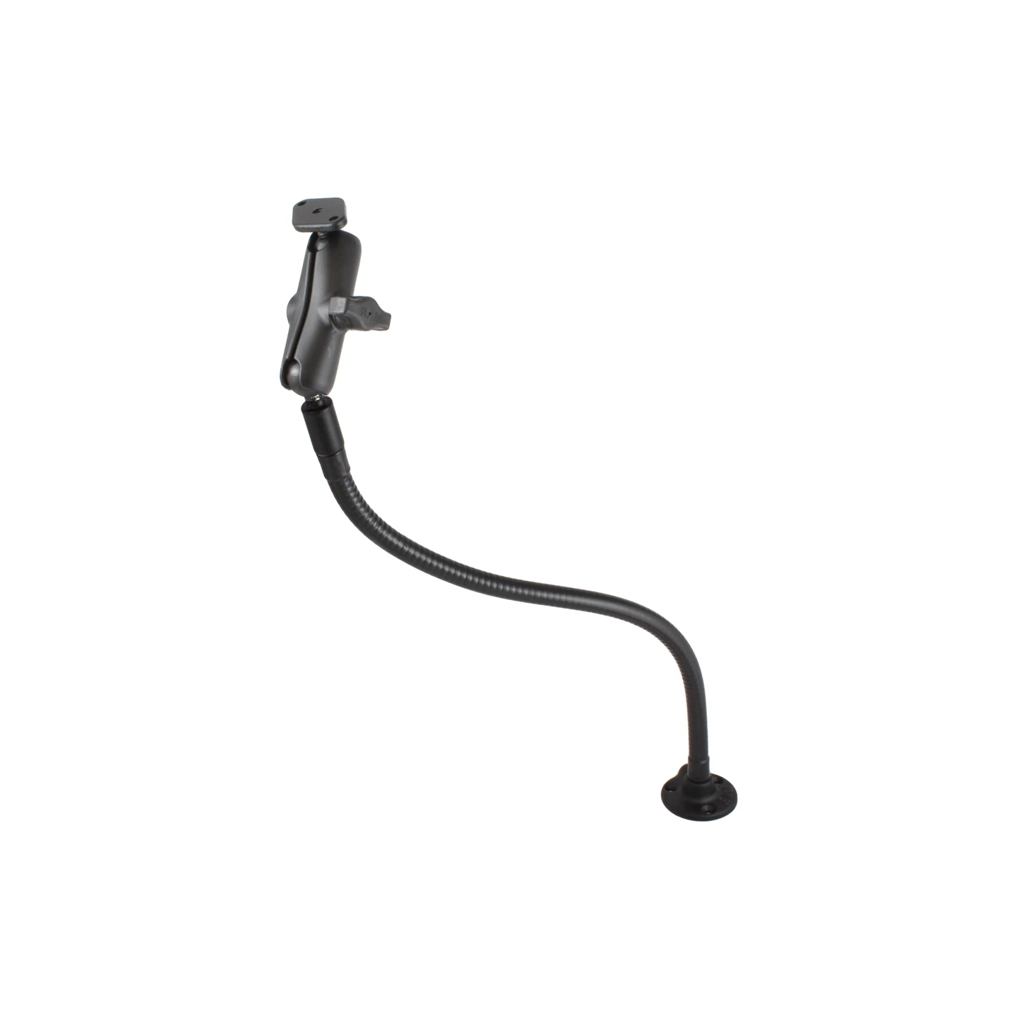 Universal Flex-Halterung mit Diamond-Anbindung (Trapez) - Sockel mit senkrechter Anbindung, flexibler Arm (ca. 450 mm)