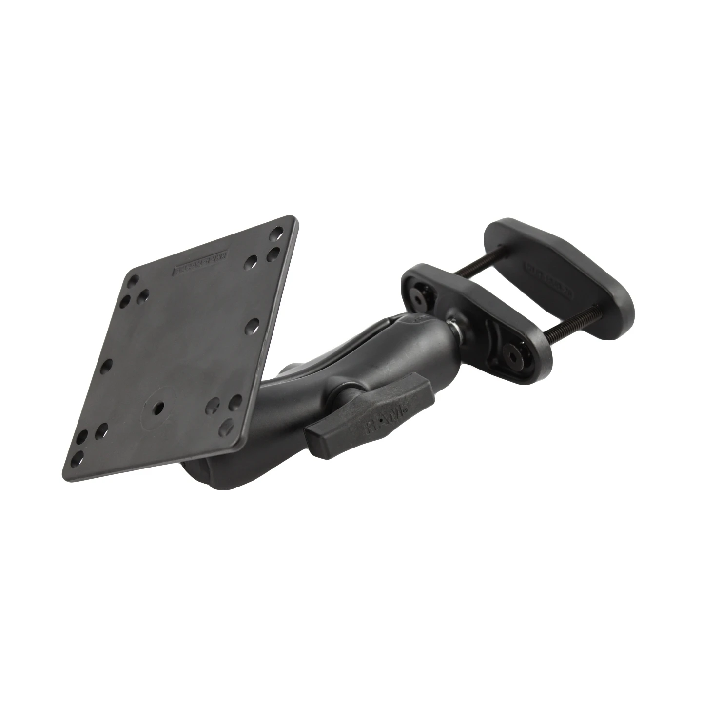 Schraubklemmen-Set - Schraubklemme (bis 63 mm Breite), mittlerer Verbindungsarm, VESA-Platte (75x75 u. 100x100 mm)
