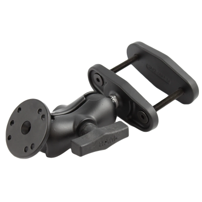Schraubklemmen-Set - Schraubklemme (bis 63,5 mm Breite), kurzer Verbindungsarm, runde Basisplatte (AMPS)