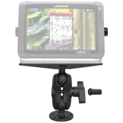 Marine mounting set with pin-lock safety device for gimbal mounts - with round base plate (AMPS), short connecting arm