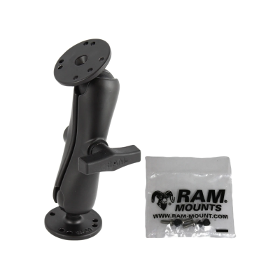 Marine Aufbau-Set für Garmin FishFinder 250 C - 2x runde Basisplatte (AMPS), mittlerer Verbindungsarm, Schrauben-Set