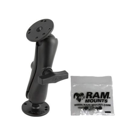 Marine Aufbau-Set für Garmin FishFinder 250 C - 2x runde Basisplatte (AMPS), mittlerer Verbindungsarm, Schrauben-Set