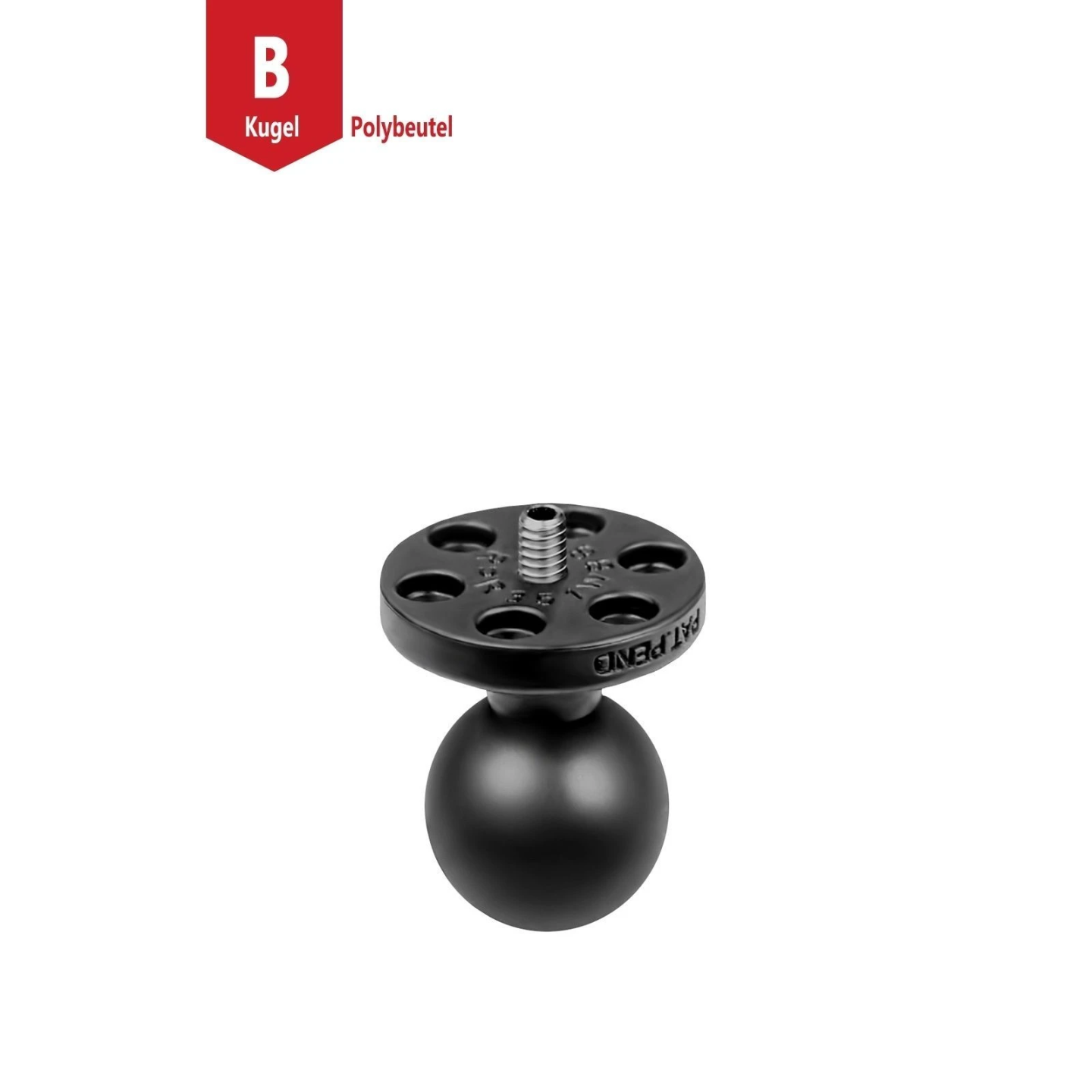 Verbundstoff-Basiskugel mit 1/4"-20 Gewindestift - für Kamera-Anbindung,  (1 Zoll)