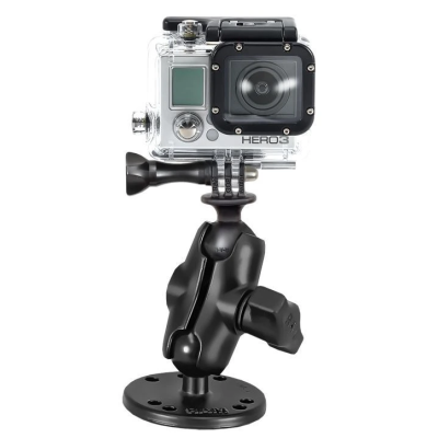 GoPro Aufbau-Kamerahalterung (kurz) - mit runder Basisplatte (AMPS),  (1 Zoll)