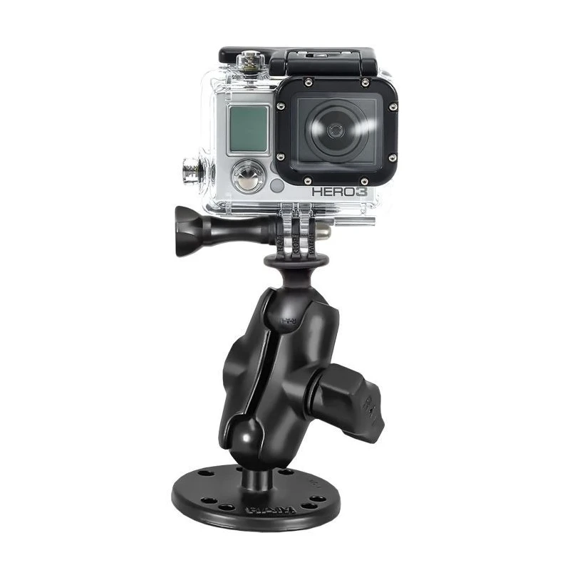 GoPro Aufbau-Kamerahalterung (kurz) - mit runder Basisplatte (AMPS),  (1 Zoll)
