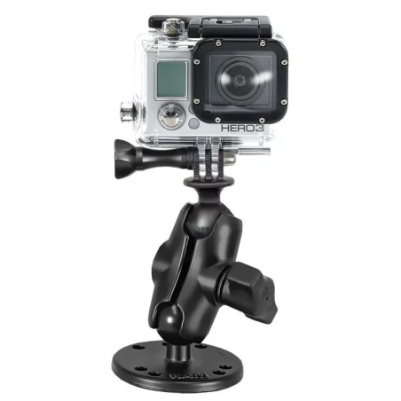 GoPro Aufbau-Kamerahalterung (kurz) - mit runder Basisplatte (AMPS),  (1 Zoll)