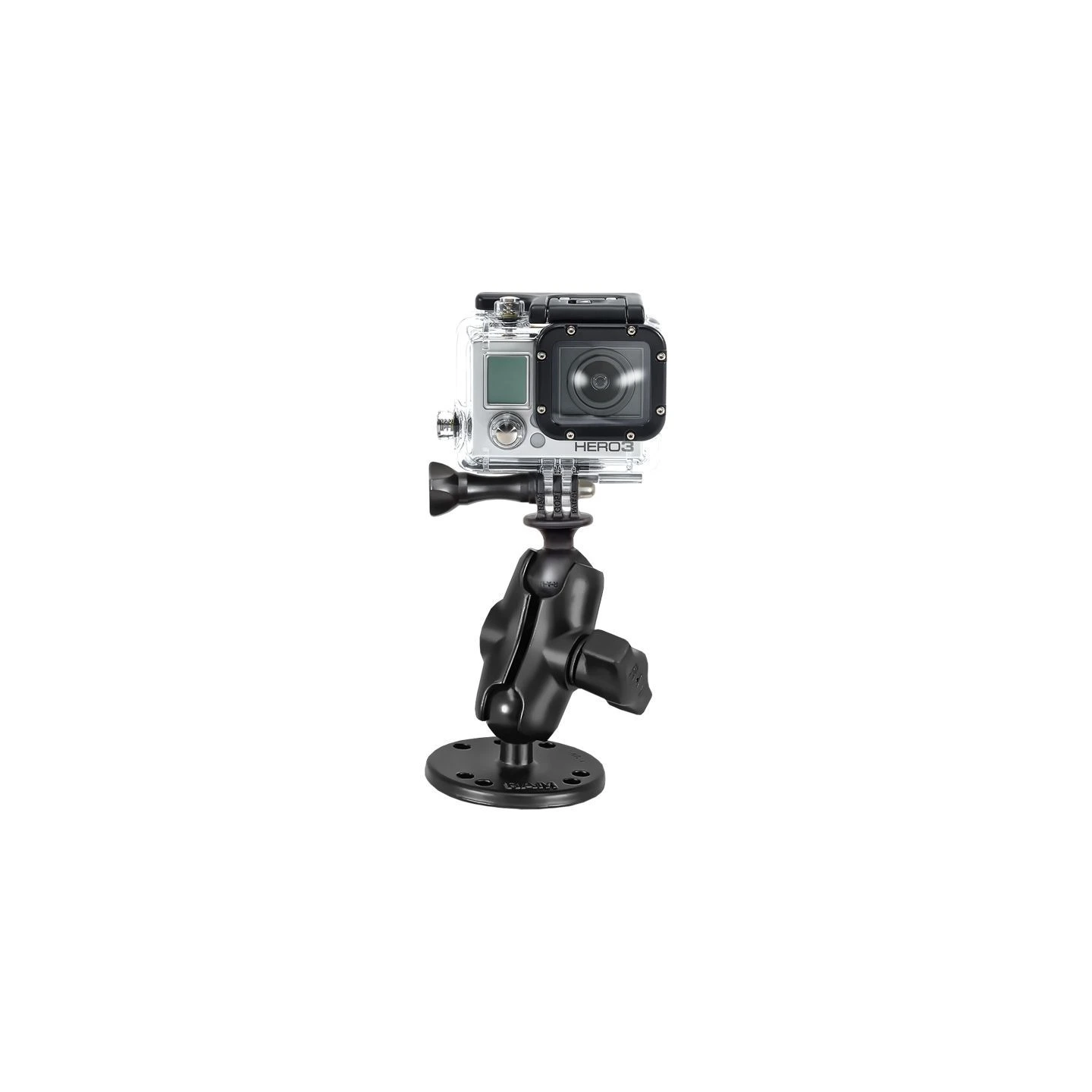 GoPro Aufbau-Kamerahalterung (kurz) - mit runder Basisplatte (AMPS),  (1 Zoll)