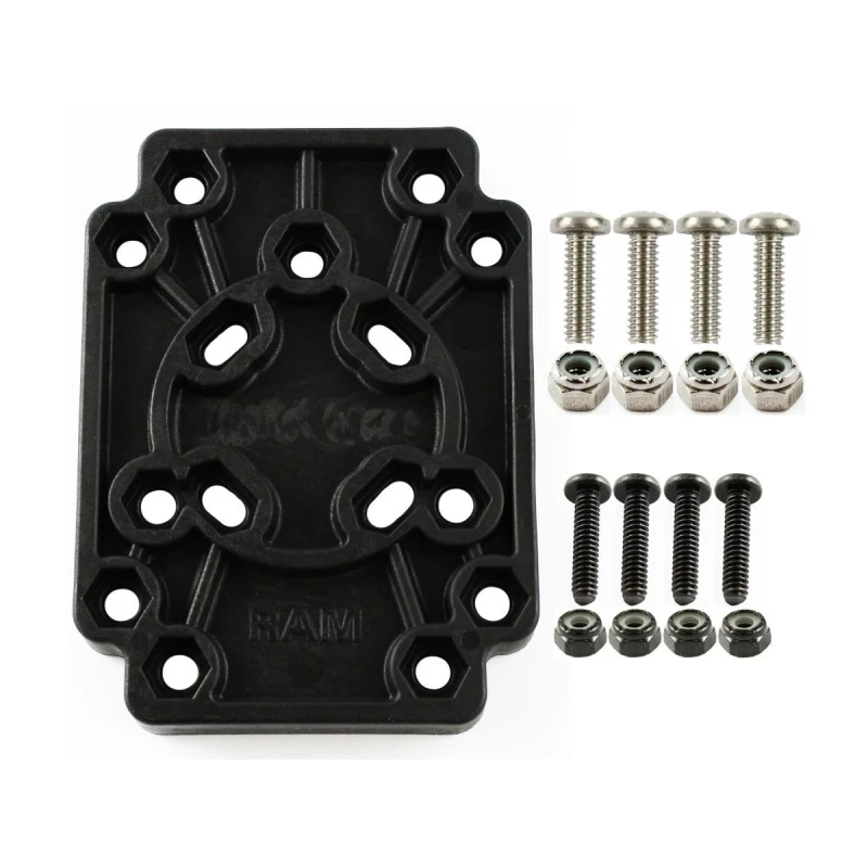 Composite adapter plate - various hole patterns, connection of third-party enclosures to RAM system, screw set