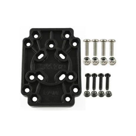 Composite adapter plate - various hole patterns, connection of third-party enclosures to RAM system, screw set