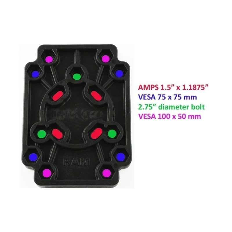 Composite adapter plate - various hole patterns, connection of third-party enclosures to RAM system, screw set