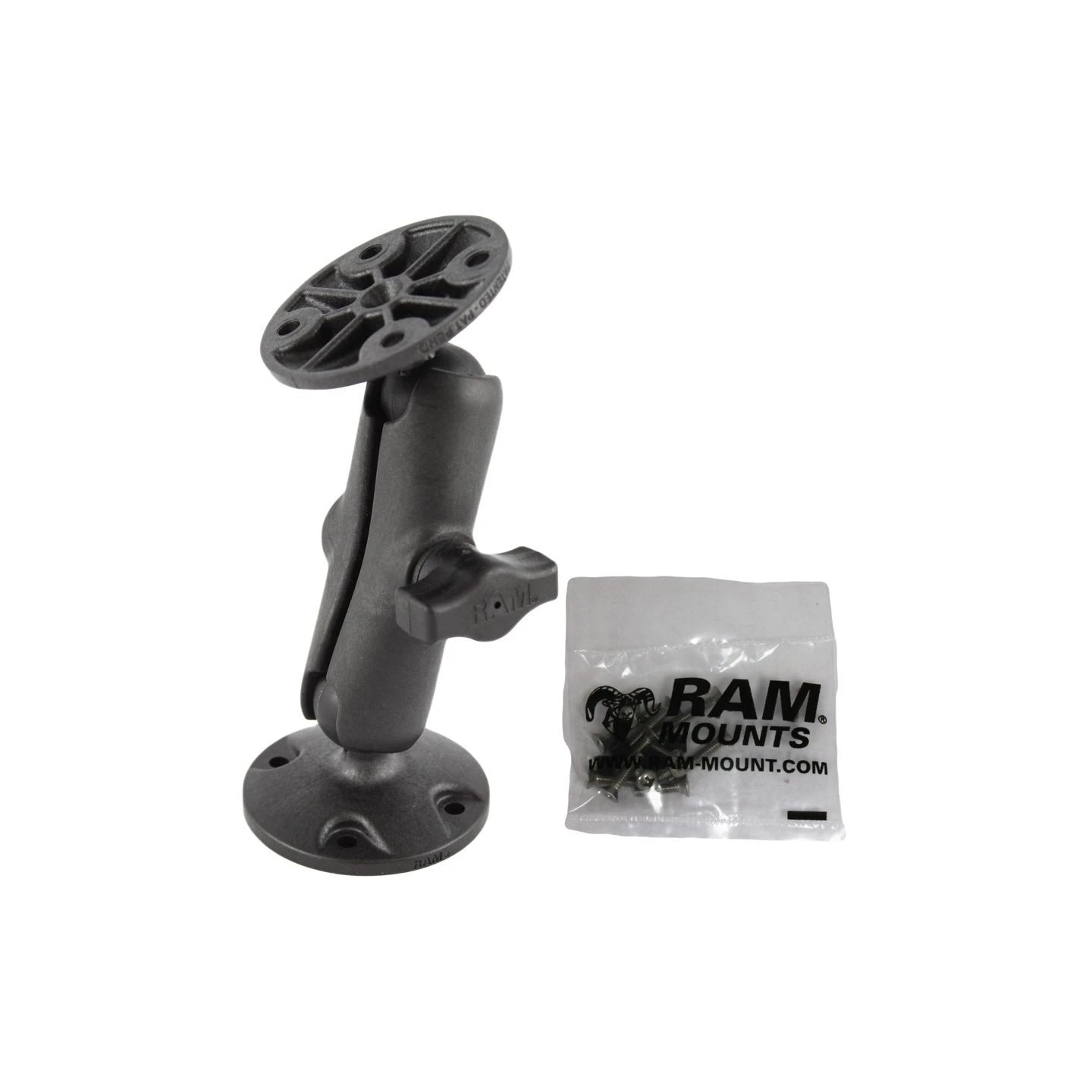 Verbundstoff-Aufbau-Set - 2x runde Basisplatte, mittlerer Verbindungsarm,  (1 Zoll), Schrauben-Set (Garmin)