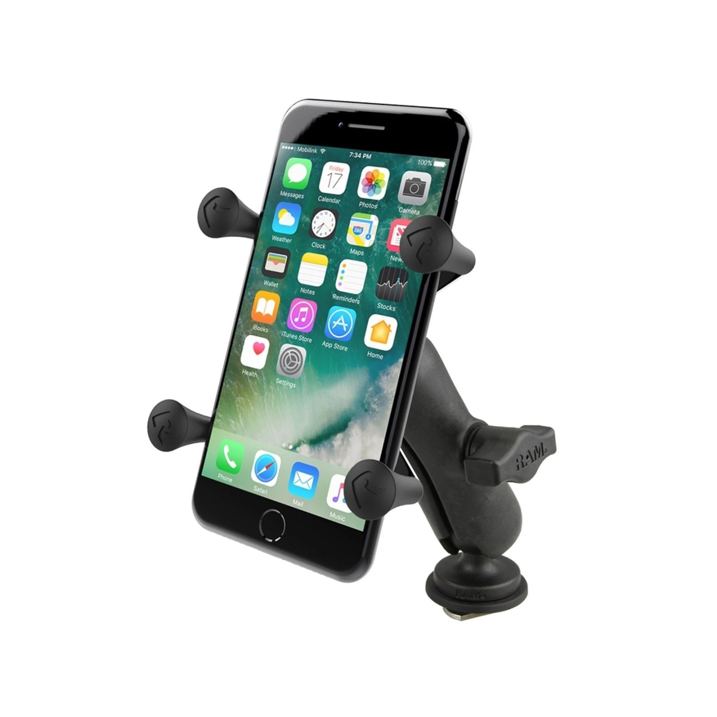 Universal X-Grip-Set Smartphones für Tough-Track Schienen - Kugel mit T-Slot, mittlerer Verbindungsarm