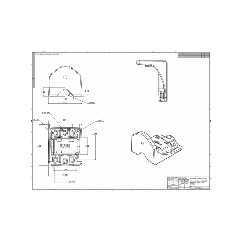 Swivel arm base - vertical mounting