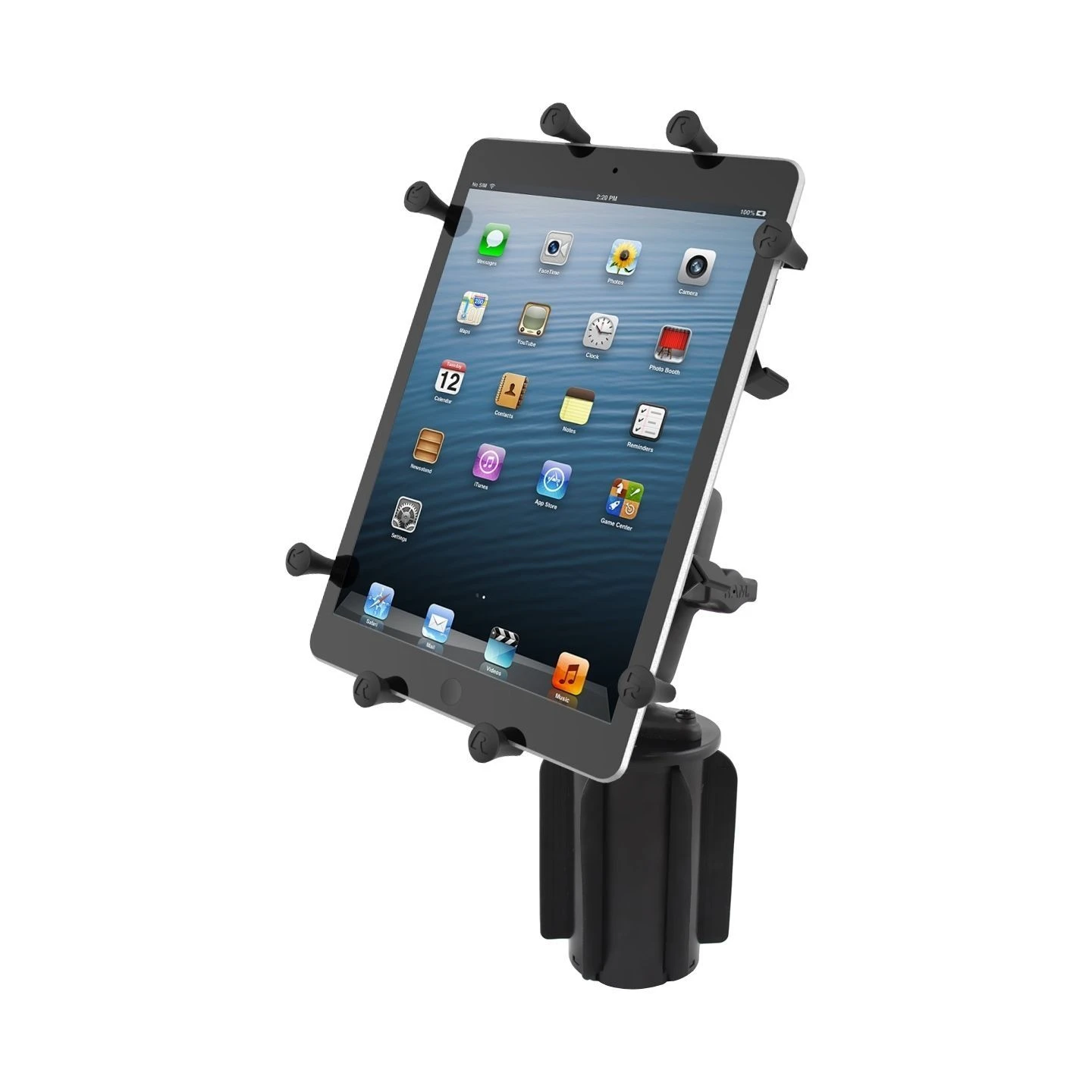 Fahrzeug-Halterung mit X-Grip Halteklammer für Tablets (10 Zoll) -  (1 Zoll), Basis für Getränkehalter