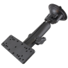 Suction foot set with adapter plate (various hole patterns) - long connecting arm, Diamond base plate (trapezoid)