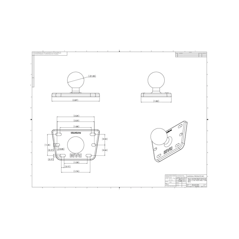 Motorrad-Basisbefestigung Brems-/Kupplungsbehälter -  (1-Zoll, zentriert), Schrauben-Set