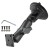 Suction foot set with rectangular connection - centre connecting arm, Diamond base plate (trapezoid), rectangular base plate