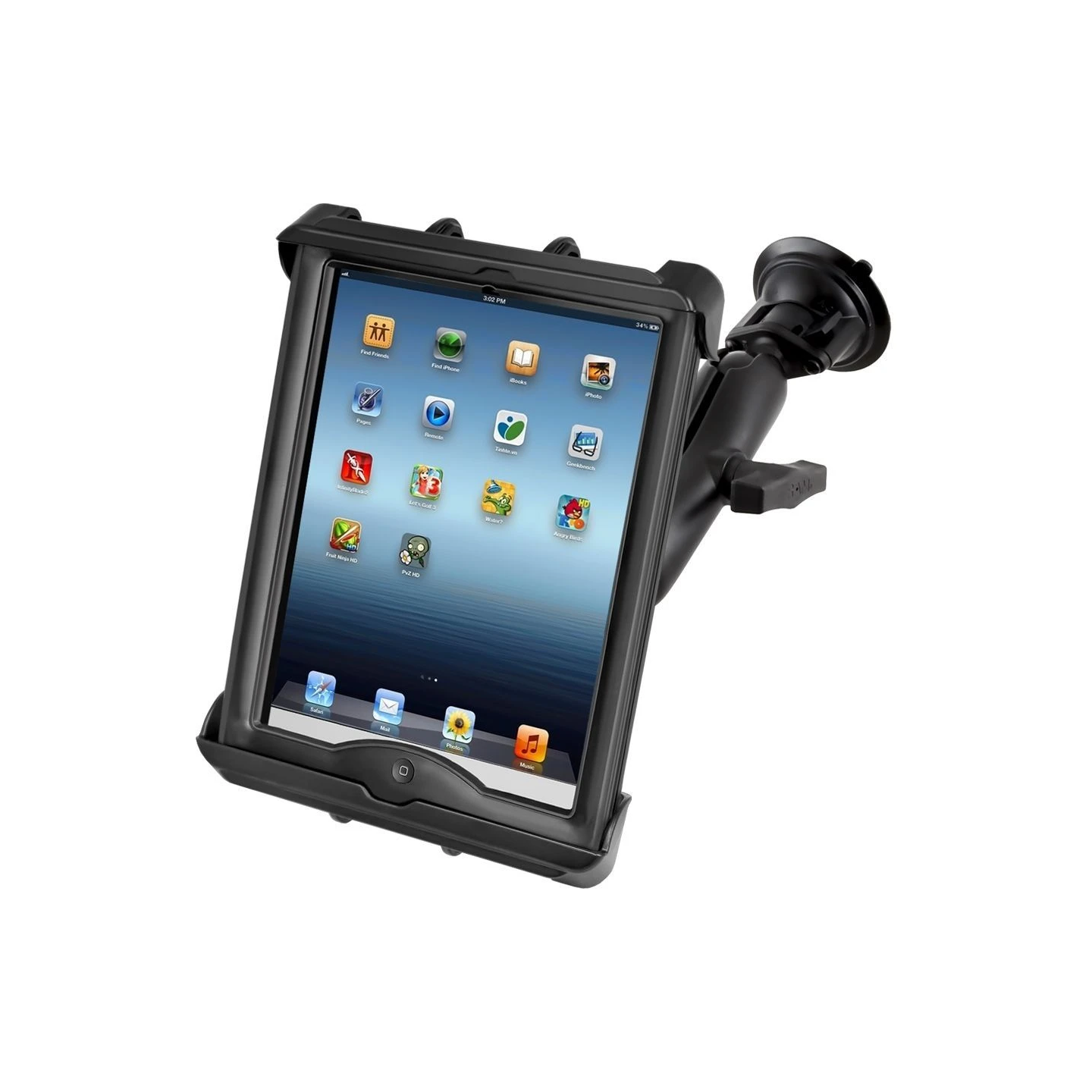 Saugfuss-Halterung für 10 Zoll Tablets - mittlerer Verbindungsarm, Diamond-Basisplatte (Trapez), runde Basisplatte