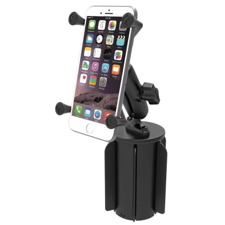 Vehicle holder with X-Grip clamp for smartphones up to 82.6 mm wide - (1 inch), base for cup holder