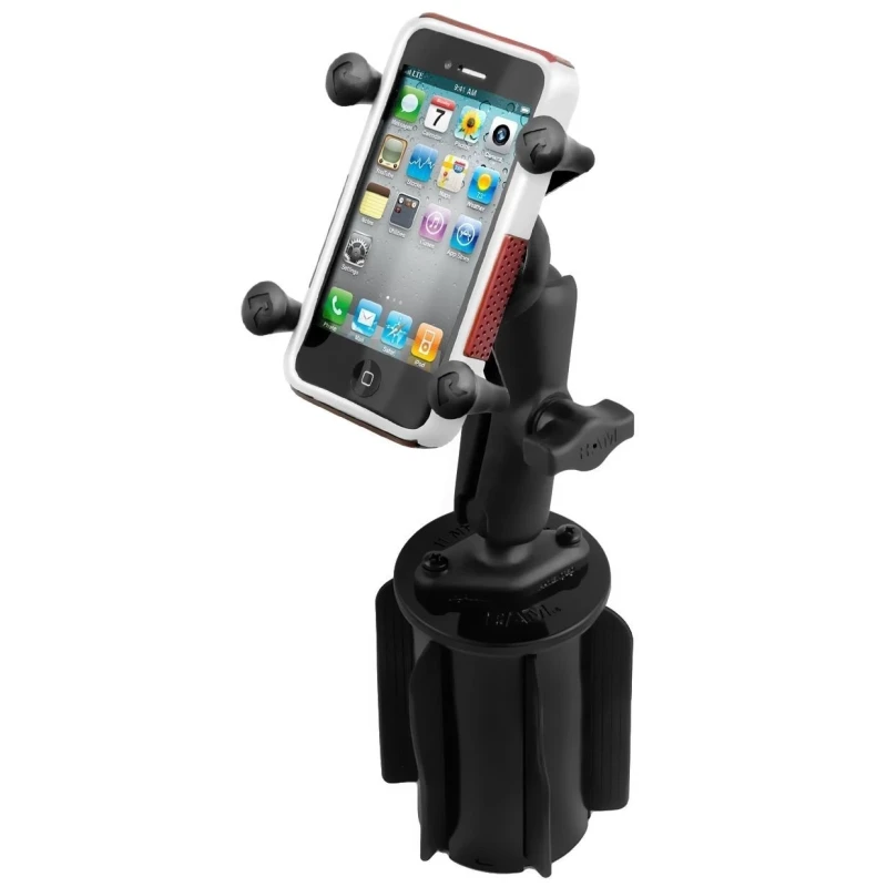 Vehicle holder with X-Grip clamp for smartphones up to 82.6 mm wide - (1 inch), base for cup holder