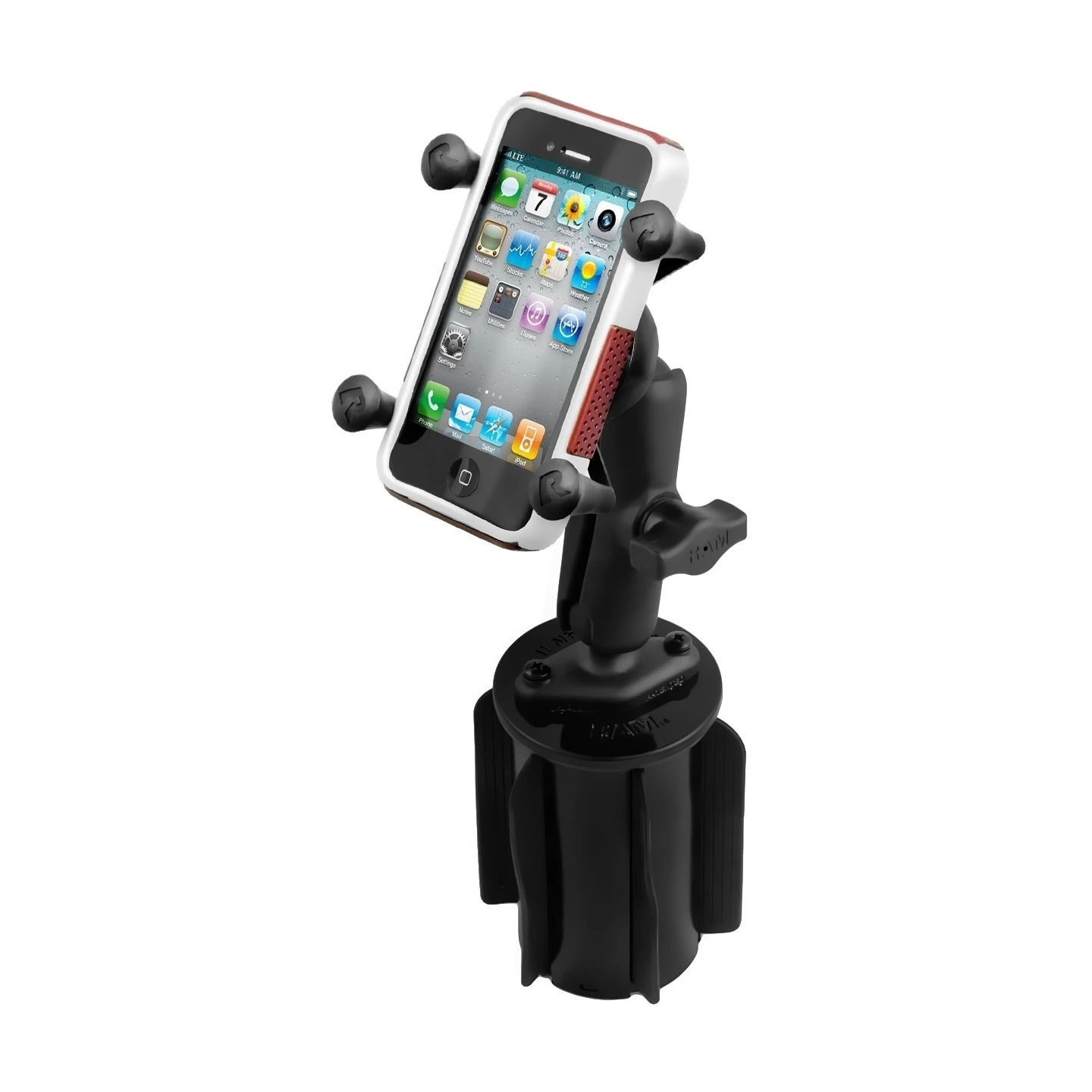 Fahrzeug-Halterung mit X-Grip Halteklammer für Smartphones bis 82,6 mm Breite -  (1 Zoll), Basis für Getränkehalter